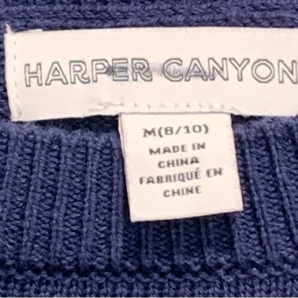 Harper Canyon Sparkly Grey and Blue Striped Sweater Size M - Picture 2 of 3
